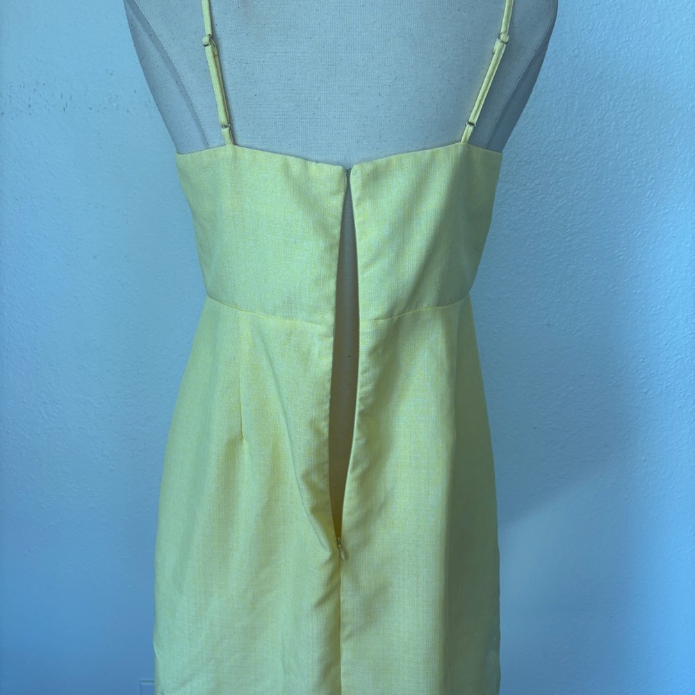Solid Yellow Spaghetti Strap Fitted Dress - image 7